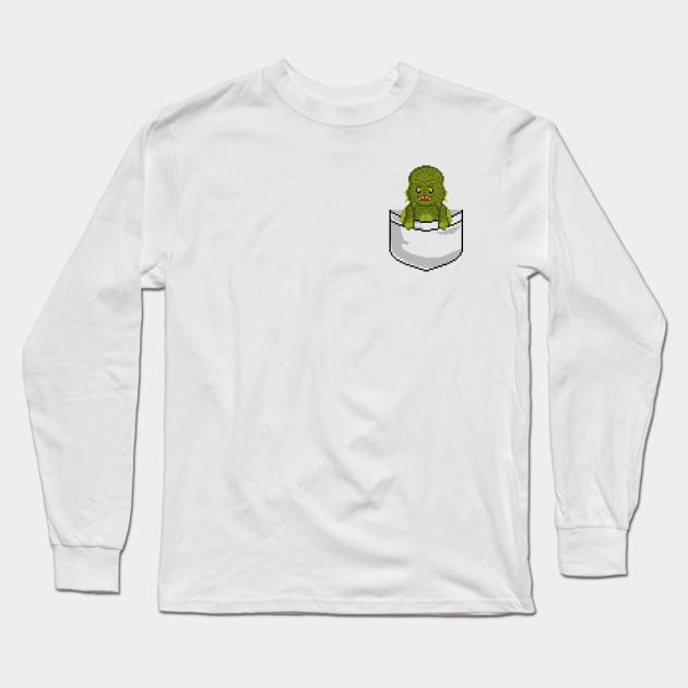 Pixel Pocket Lagoon Creature Long Sleeve T-Shirt by gkillerb